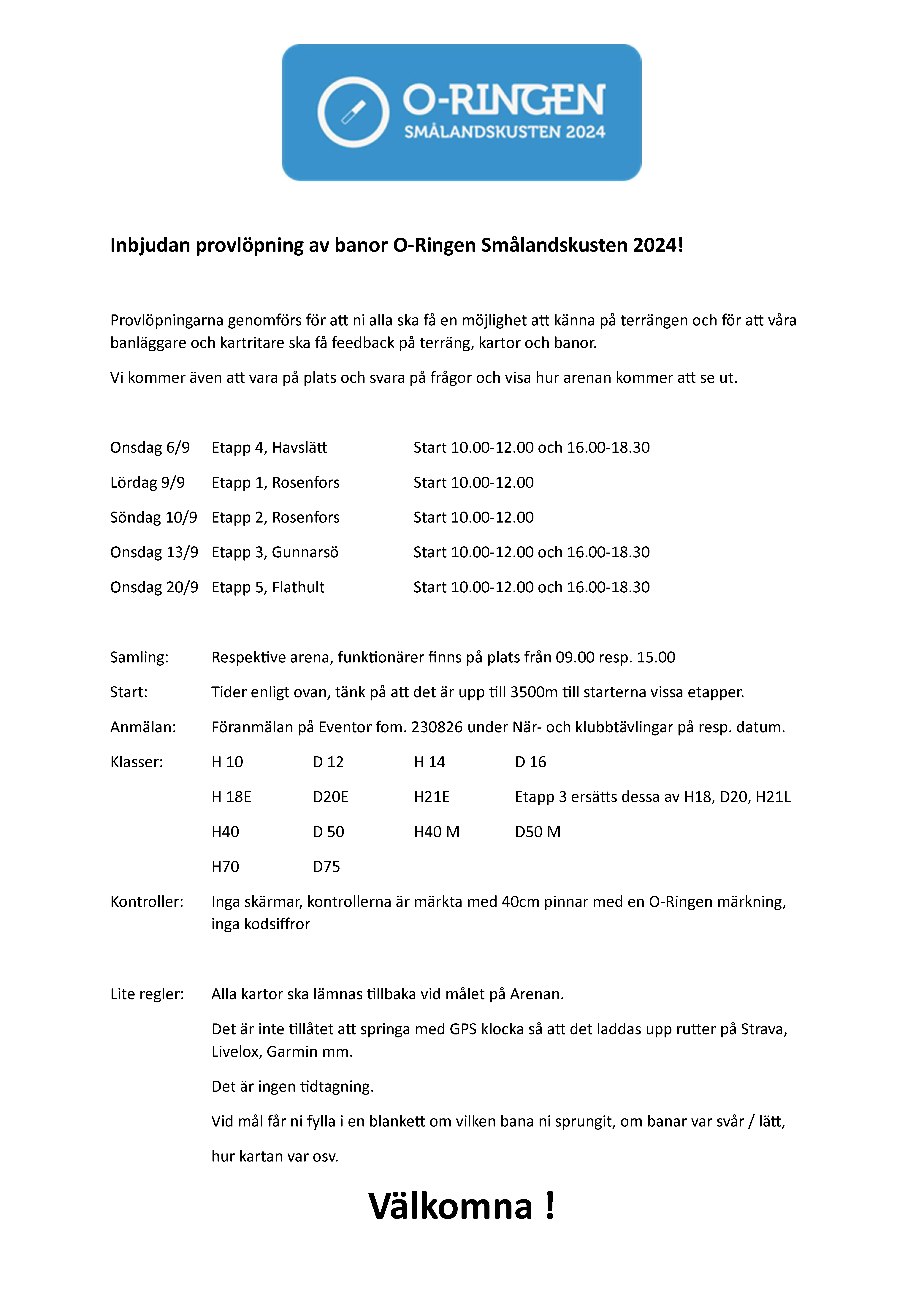 inbjudan provlöpning o-ringen